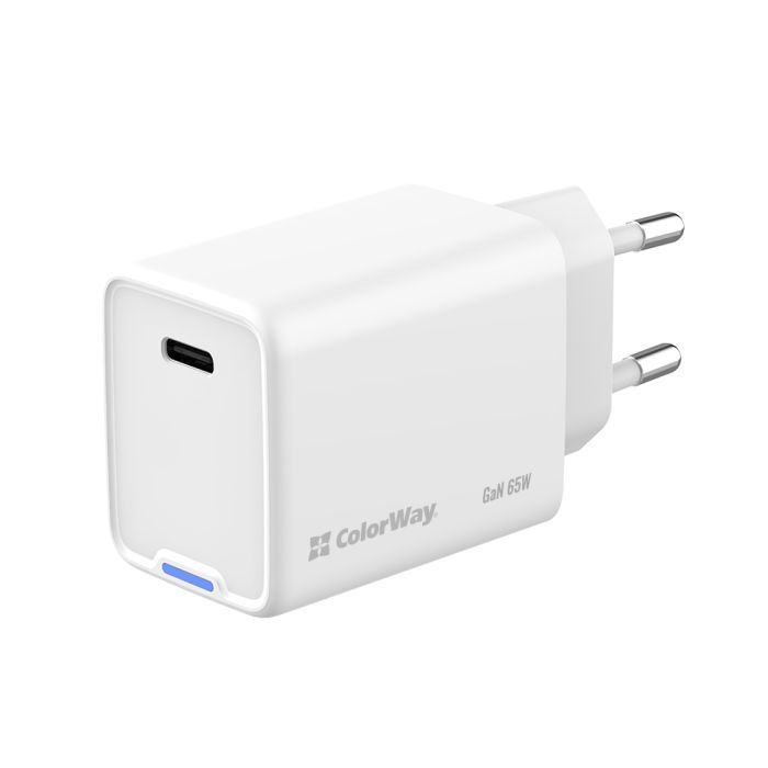 Зарядное устройство ColorWay GaN Mini 65W PD Port PPS USB-C white (CW-CHS049PD-WT) изображение 3