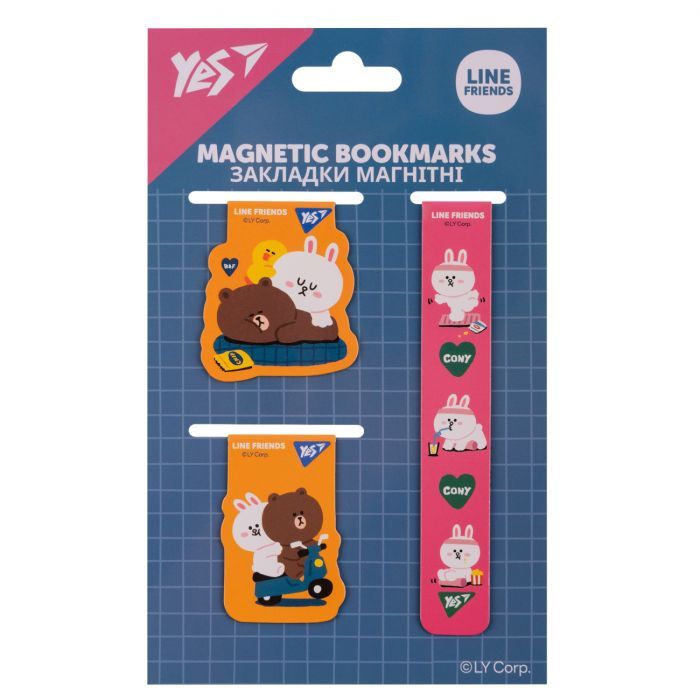 Закладки для книг Yes магнітні Line Friends 3 шт (708357)
