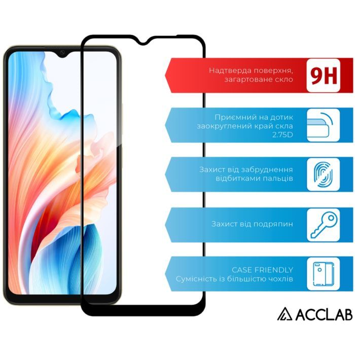 Скло захисне ACCLAB Full Glue Oppo A38 4G Black (1283126588570) зображення 3