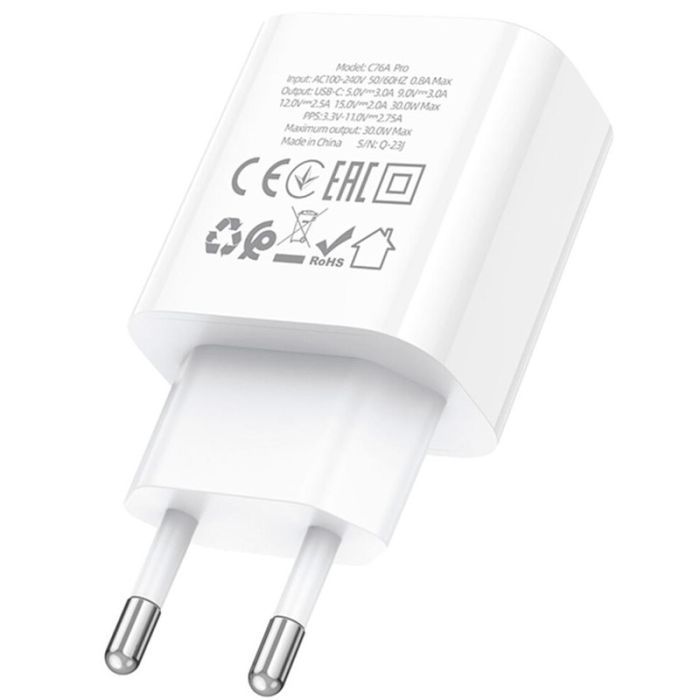 Зарядний пристрій HOCO C76A Pro Majestic USB-C PD30W White (6942007616300) зображення 5