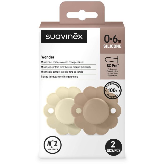 Пустышка Suavinex Wonder фізіологічна 2 шт, 0-6 місяців, світло-бежева та бежева (308404) изображение 6