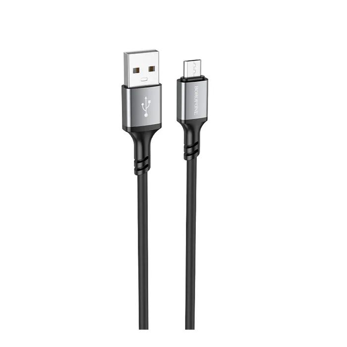 Дата кабель USB 2.0 AM to Micro 5P 1.0m silicone black BOROFONE (6974443386387)
