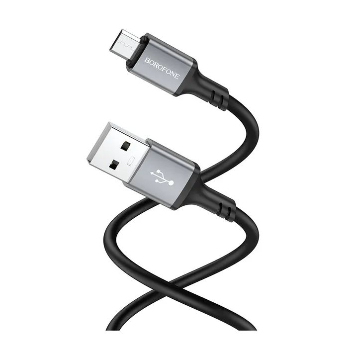 Дата кабель USB 2.0 AM to Micro 5P 1.0m silicone black BOROFONE (6974443386387) зображення 2