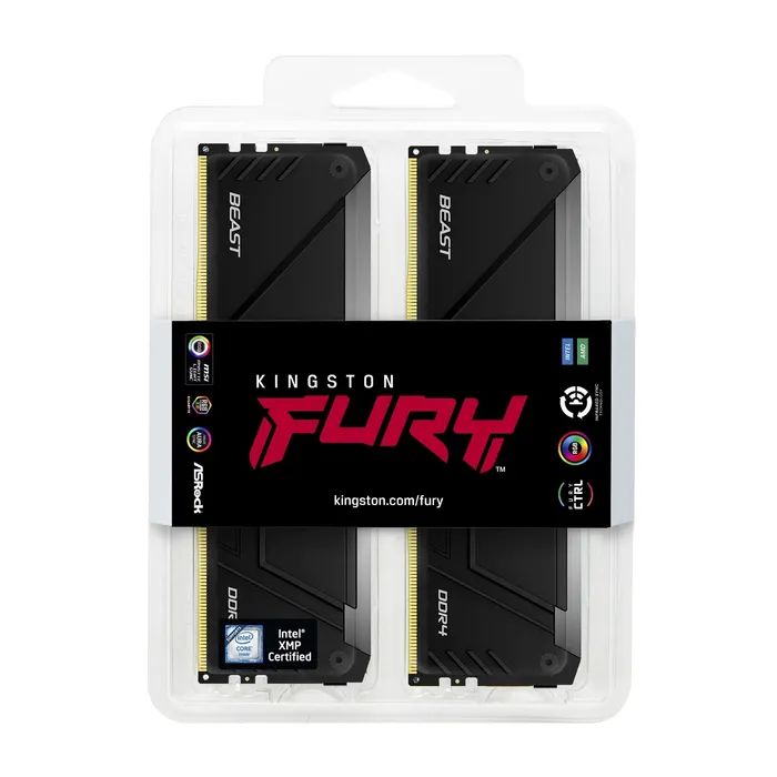 Модуль пам'яті для комп'ютера DDR4 16GB (2x8GB) 3200 MHz Beast Black Kingston Fury (ex.HyperX) (KF432C16BB2AK2/16WP) зображення 5