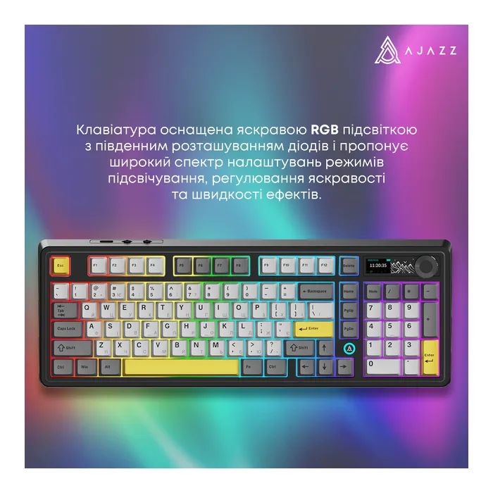 Клавиатура Ajazz AK980 Clear Sky Switch RGB Wireless/Bluetooth/USB Black (AK980-CS-BGY) изображение 12 Клавиатура Ajazz AK980 Clear Sky Switch RGB Wireless/Bluetooth/USB Black (AK980-CS-BGY) изображение 12