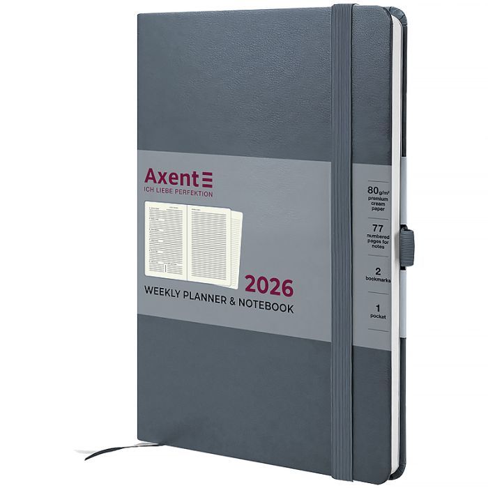 Тижневик Axent датований 2026 Prime Strong 145х210, чорний (8507-26-01-A)