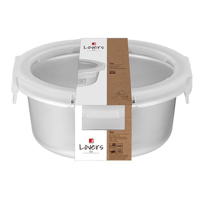 Харчовий контейнер Bergner Go Lovers з нержавіючої сталі круглий 1,5 л (BG-36316-GY) зображення 2