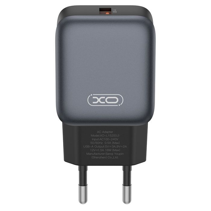 Зарядное устройство XO USB QC3.0 18W black (L152_Black)