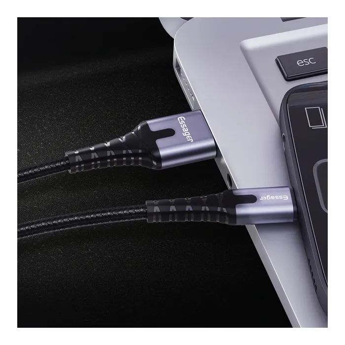 Дата кабель USB 2.0 AM to USB-C 2.0m 3A LED black Essager (EXCT-XGA0G) изображение 4
