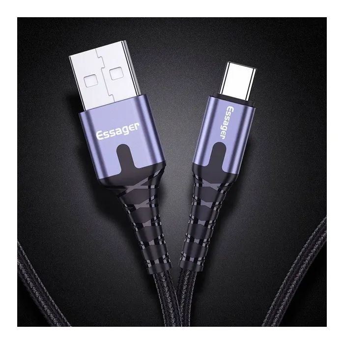 Дата кабель USB 2.0 AM to USB-C 2.0m 3A LED black Essager (EXCT-XGA0G) изображение 6
