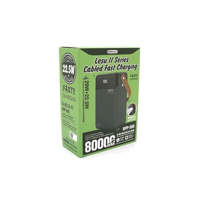 Батарея універсальна Remax 80000mAh, 20W, 3*USB+Type-C+Lighting, Black (RPP-566) зображення 3