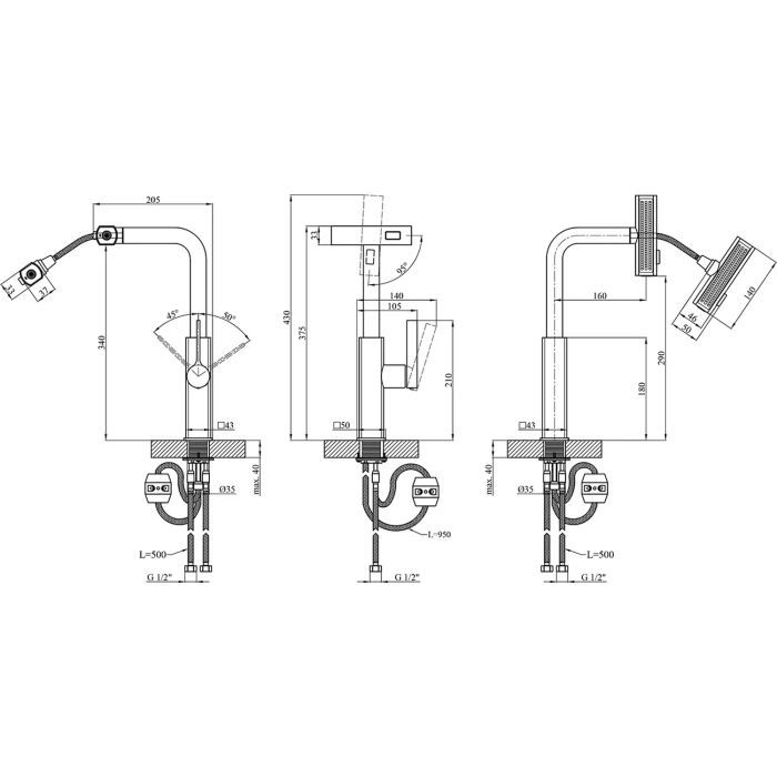 Змішувач Kroner Klassisch-PVD03918 (CV032499) зображення 11