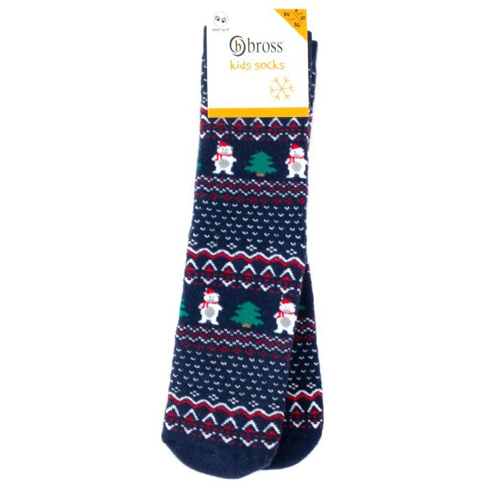 Шкарпетки дитячі Bross махрові новорічні (9899-4-6-gray)