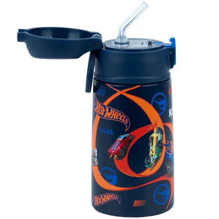 Поїльник-непроливайка Kite Hot Wheels термос з трубочкою 400 мл (HW25-1261) зображення 2