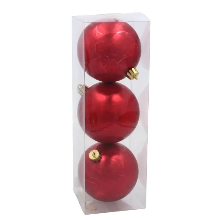 Елочная игрушка Chomik пластикові кульки 3 шт, 8см, червоні (5900779893870_3)
