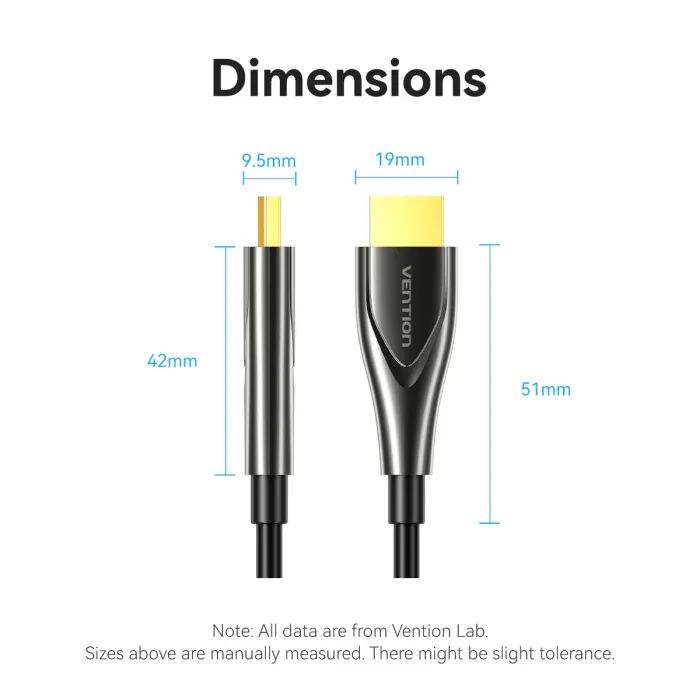Кабель мультимедийный HDMI M to HDMI M 35.0m 4K60Hz fiber optic black Vention (ALSBU) изображение 12
