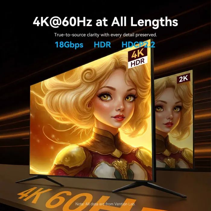 Кабель мультимедийный HDMI M to HDMI M 35.0m 4K60Hz fiber optic black Vention (ALSBU) изображение 3