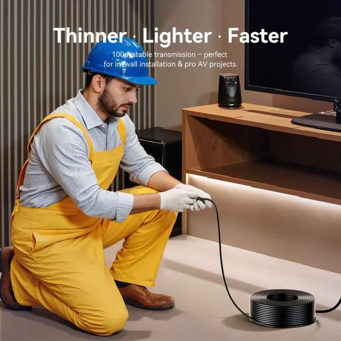 Кабель мультимедийный HDMI M to HDMI M 35.0m 4K60Hz fiber optic black Vention (ALSBU) изображение 5