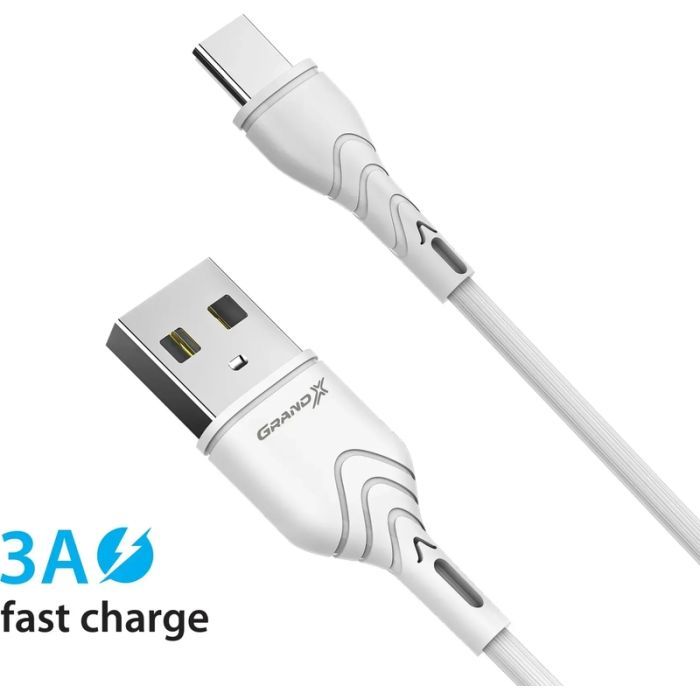 Зарядний пристрій Grand-X Quick Charge QС3.0, + cable USB -> Type C 1m white (CH-550WT) зображення 3