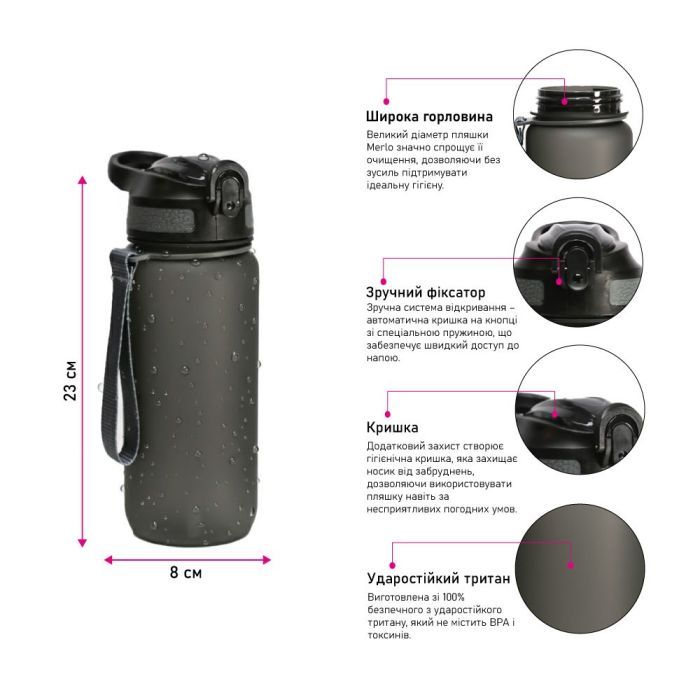 Пляшка для води Line Art Merlo 600 мл синій (60013818LA-03) зображення 5