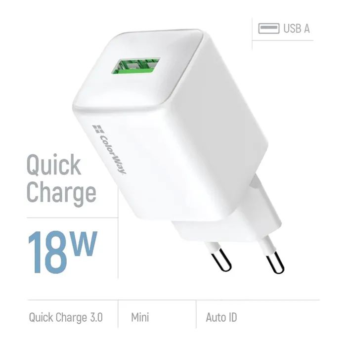 Зарядний пристрій ColorWay USB QC3.0 18W white (CW-CHS063Q-WT) зображення 6