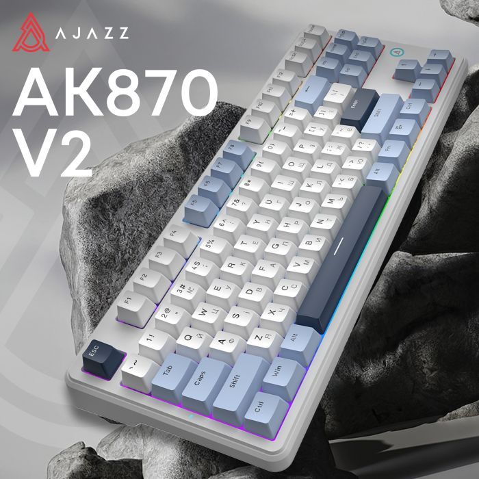 Клавиатура Ajazz AK870 V2 Flying Fish Switch USB UA White/Blue (AK870-V2-FF-BWB) изображение 6