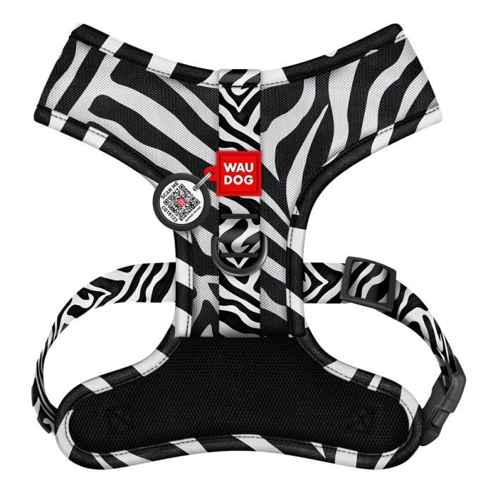 Шлея для собак WAUDOG Mesh дихаюча з QR адресником "Зебра" XS (232-0055)