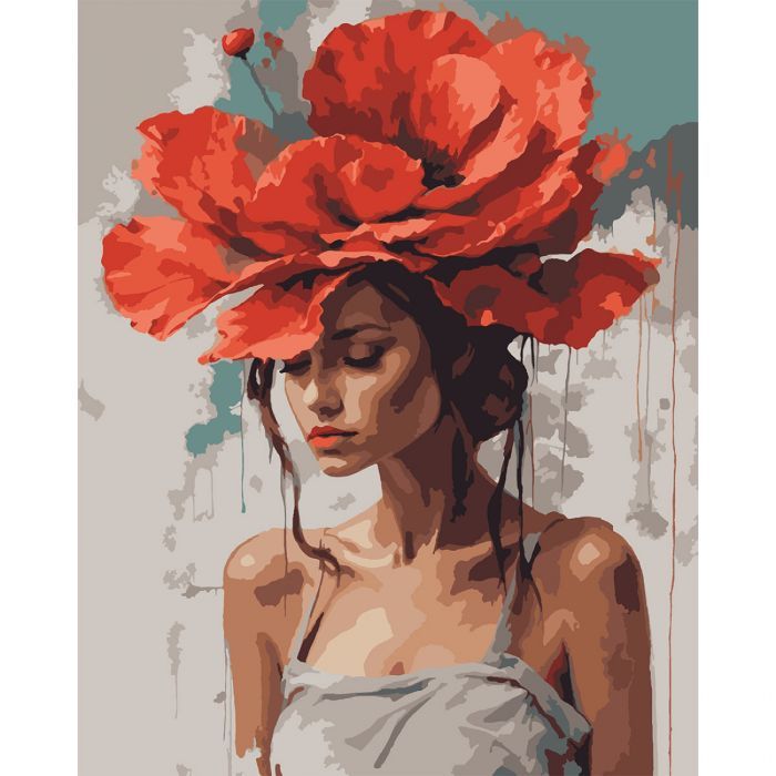 Картина по номерам Santi Дівчина з червоною квіткою 40х50 (955744)