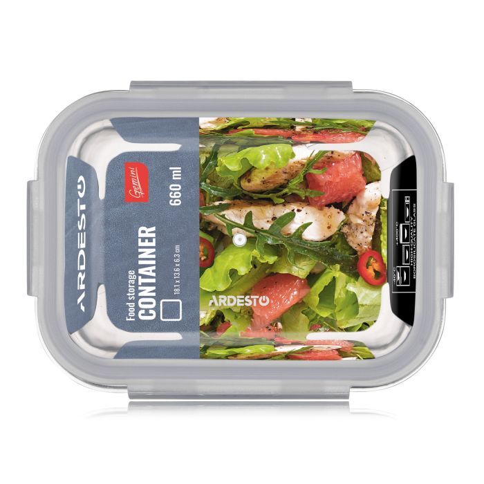 Пищевой контейнер Ardesto Gemini прямокутний, 1.06л, боросилікатне скло, прозорий (AR1210BRC) изображение 6