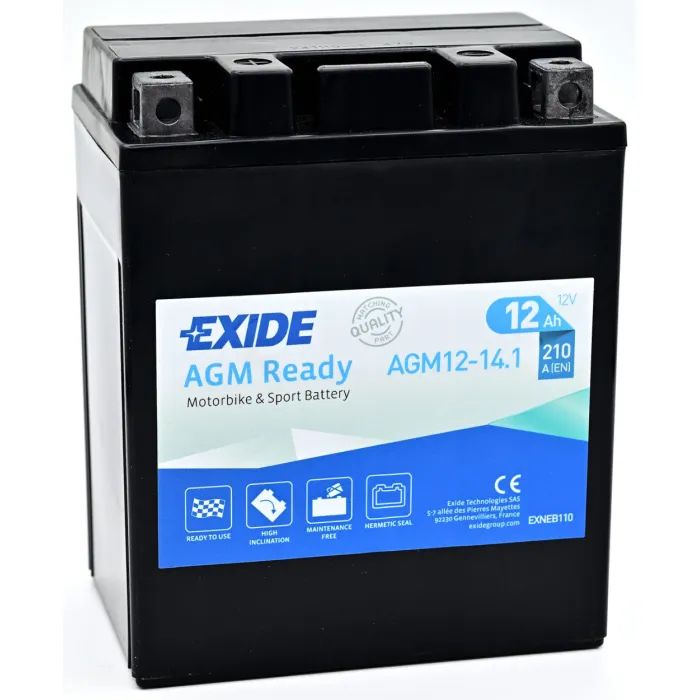 Аккумулятор автомобильный EXIDE Мото Ready AGM 12Ah (+/-) (210EN) (AGM12-14.1) изображение 2
