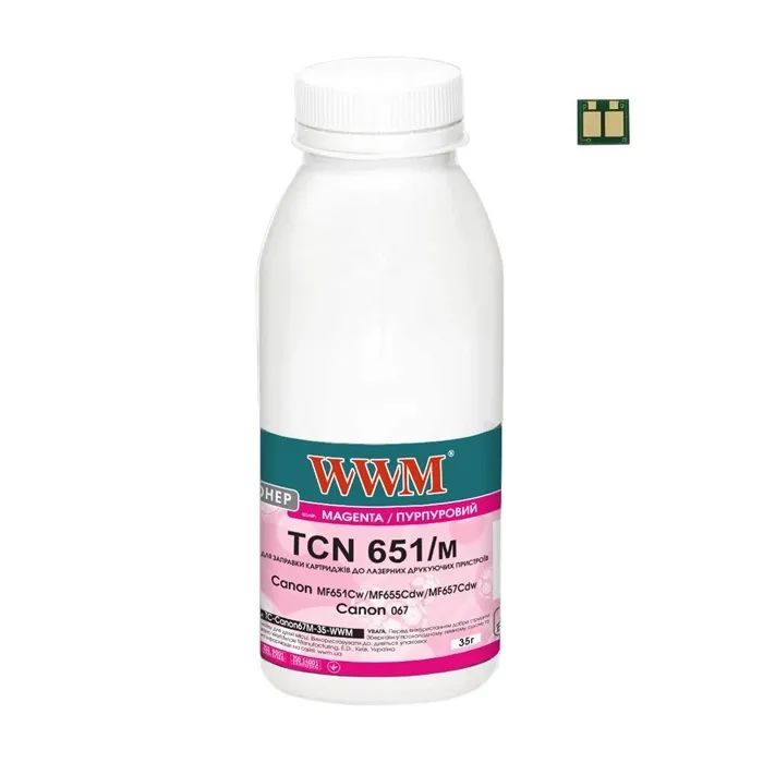 Тонер Canon MF651Cw/MF655Cdw/MF657Cdw, Canon 067 35г Magenta chip WWM (TC-Can067M-35-WWM)