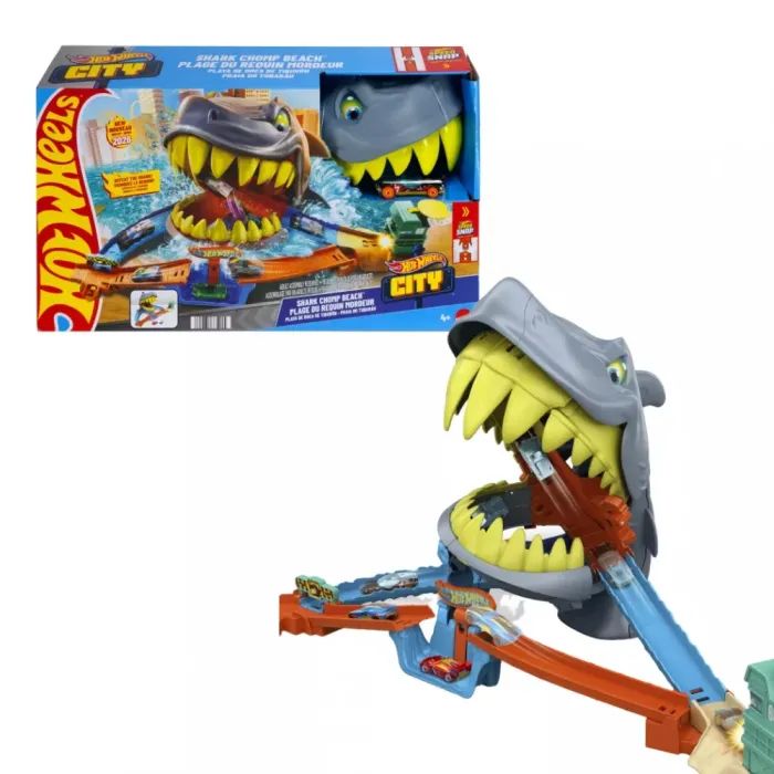 Автотрек Hot Wheels City Пляжна атака акули (JHL96)