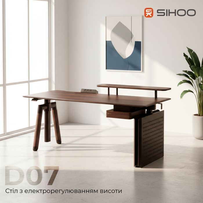 Компьютерный стол Sihoo с электрорегулировкой высоты D07 1.6m Walnut/Black (D07B-101/D07J-101-AB) изображение 3