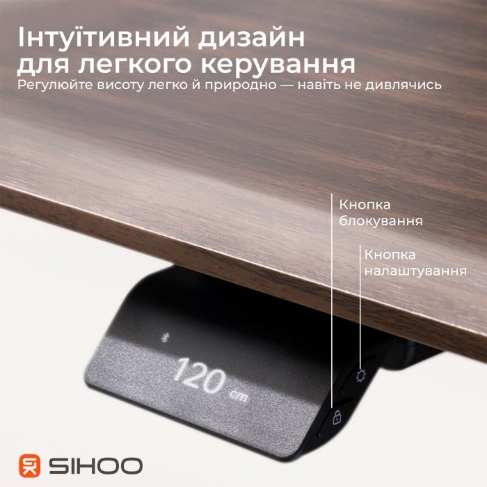 Компьютерный стол Sihoo с электрорегулировкой высоты D07 1.6m Walnut/Black (D07B-101/D07J-101-AB) изображение 6