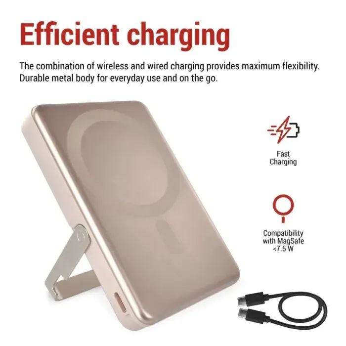 Батарея универсальная EMOS 10000mAh, MagSafe, 20W, pink (B0552RG) изображение 5