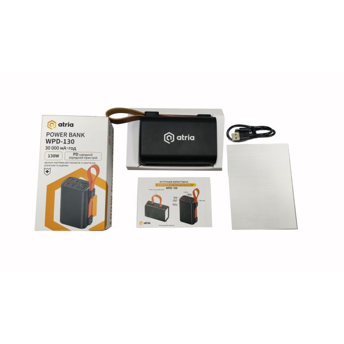 Батарея универсальная Atria 30000mAh, 130W, USB-C laptop/phone (WPD-130) изображение 9