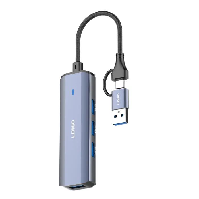 Концентратор LDNIO USB-A + USB-C 4-in-1 4xUSB 3.0 (DS-114UC) изображение 2