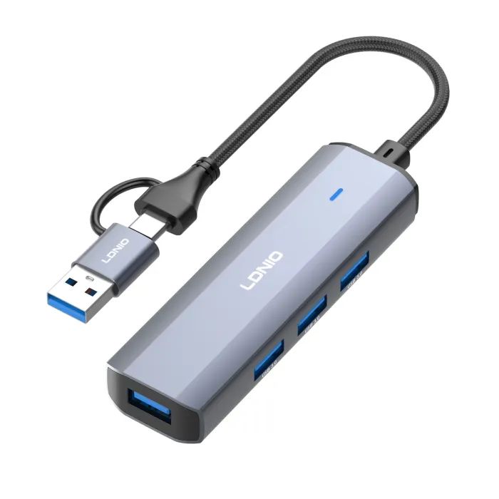 Концентратор LDNIO USB-A + USB-C 4-in-1 4xUSB 3.0 (DS-114UC) изображение 5