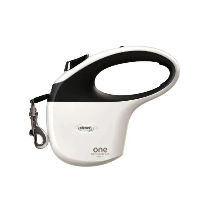 Поводок для собак Flexi One лента M 5 м/30 кг бело-черная (4000498034903)