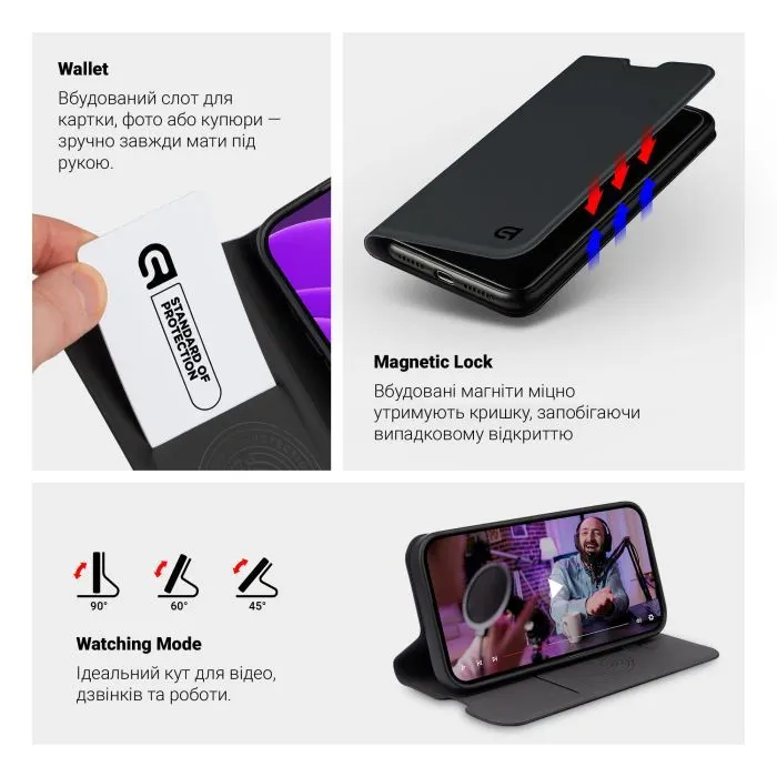 Чехол для мобильного телефона Armorstandart OneFold Case Motorola G77 5G Black (ARM91028) изображение 5