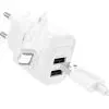 Зарядное устройство HOCO C141A 2xUSB + cable USB to Lightning white (6942007627870) изображение 2