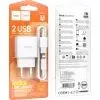 Зарядное устройство HOCO C141A 2xUSB + cable USB to Lightning white (6942007627870) изображение 3