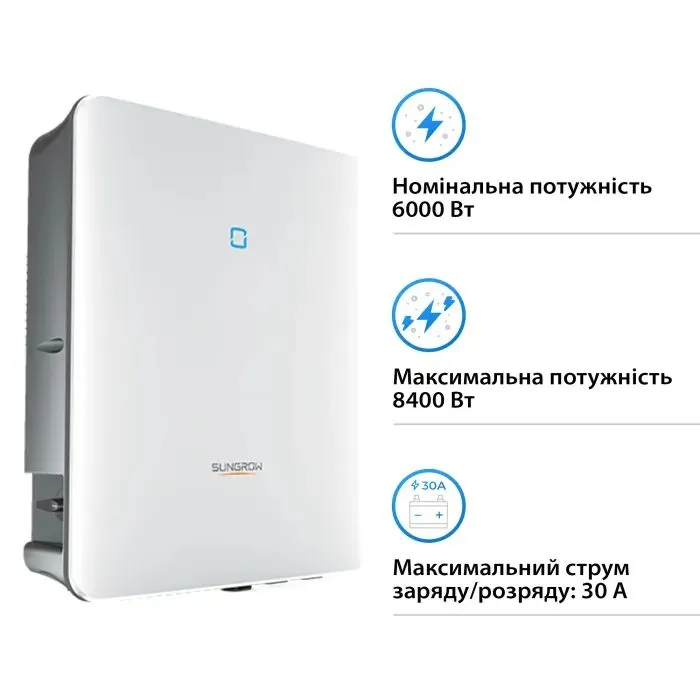 Солнечный инвертор Sungrow 6KW HV 2 MPPT 220V 1ф (SH6.0RS-V11) изображение 4