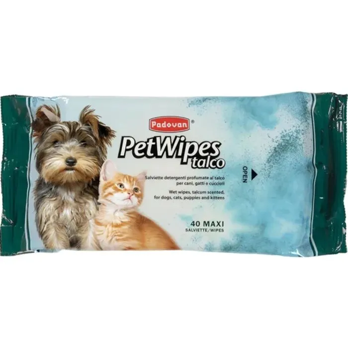 Вологі серветки для тварин Padovan Pet Wipes Talco 40 шт (8001254004648)