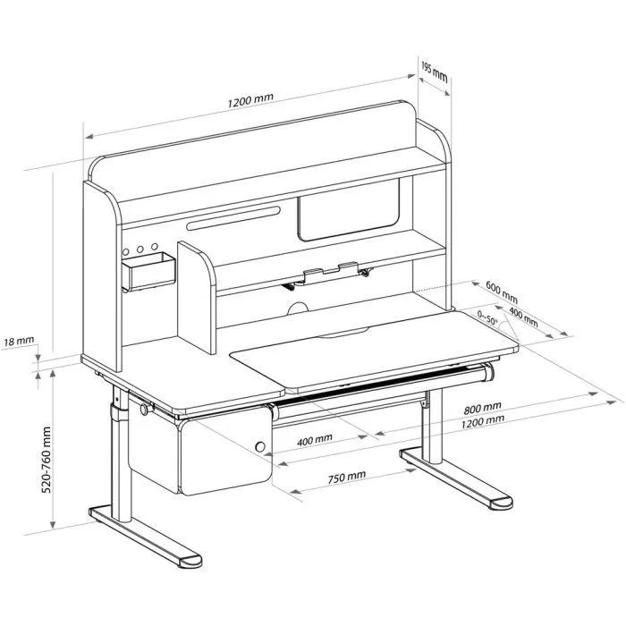 Парта Cubby сіра (Toru Grey (1+1+1)) зображення 7