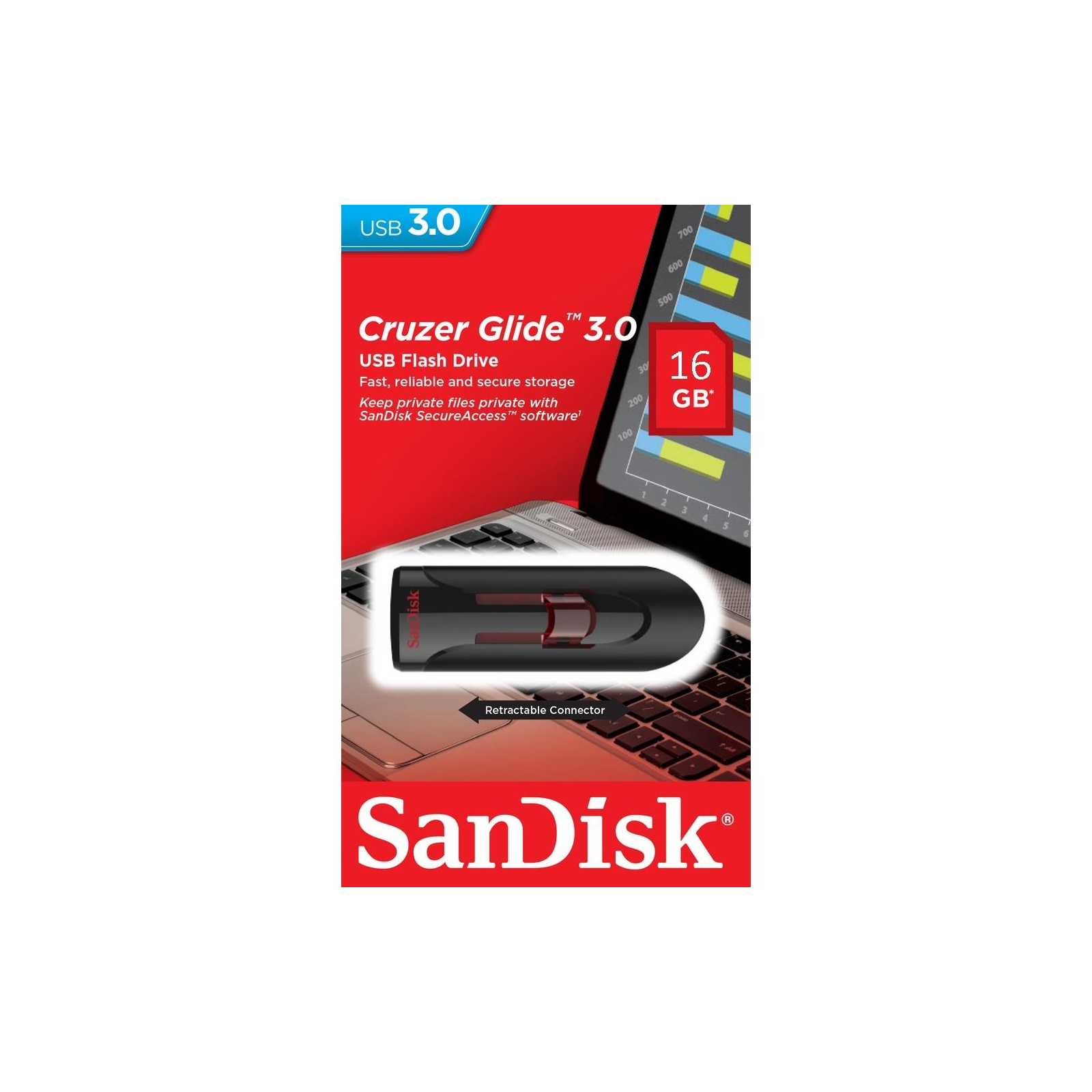 USB флеш накопитель SanDisk 128GB Cruzer Glide Black USB 3.0 (SDCZ600-128G-G35) изображение 6