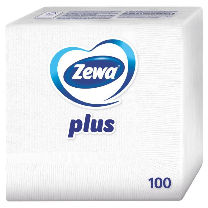 Салфетки столовые Zewa Plus белые 1-слойные 100 шт (9011111110909/7322541138404)
