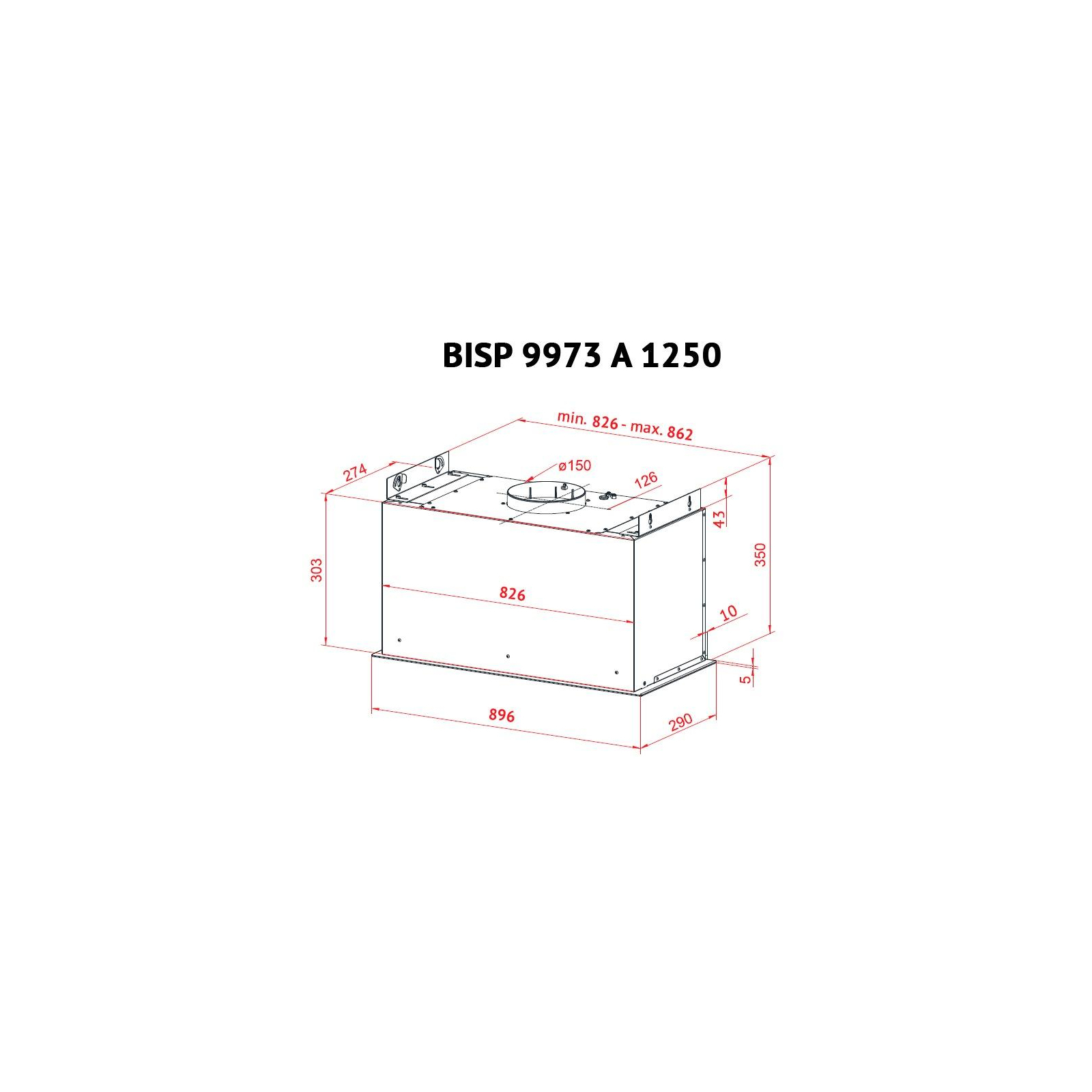 Витяжка кухонна Perfelli BISP 9973 A 1250 W LED Strip зображення 9