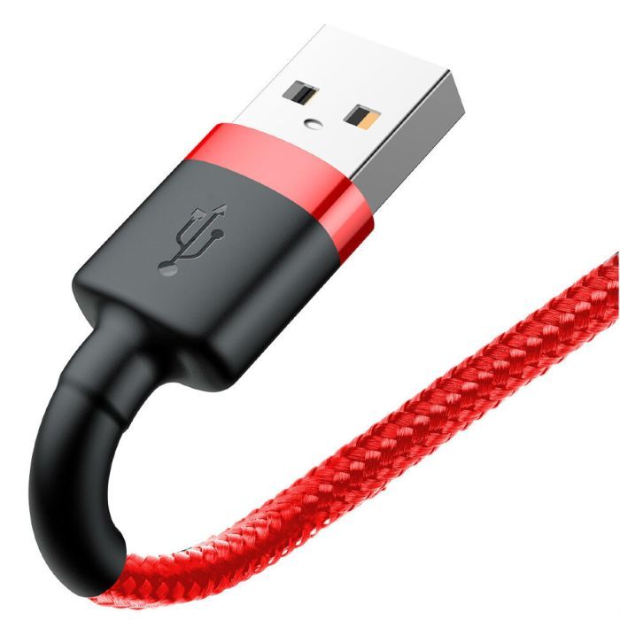 Дата кабель USB 2.0 AM to Lightning 1.0m Cafule 2.4A red+red Baseus (CALKLF-B09) изображение 2