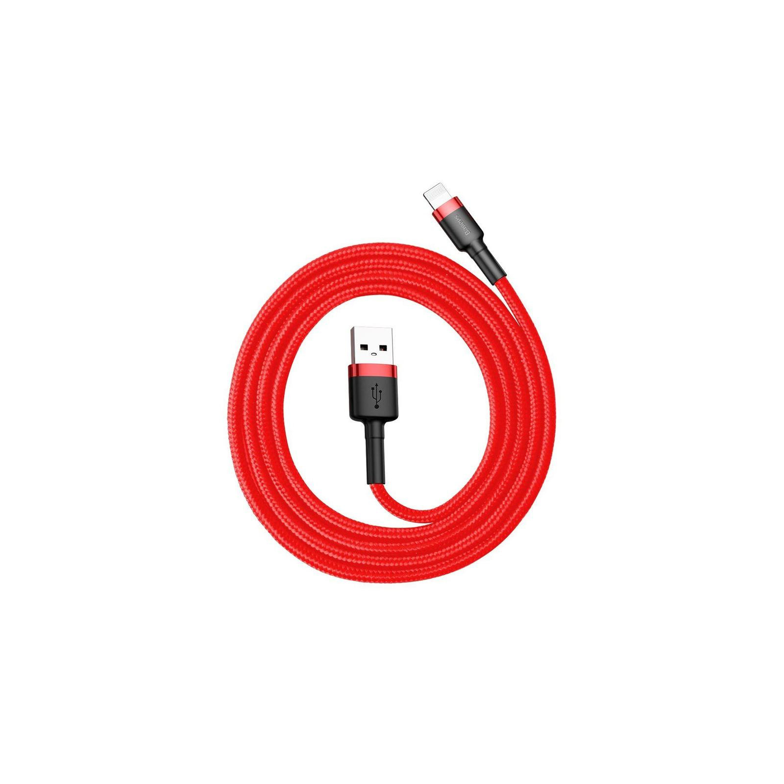 Дата кабель USB 2.0 AM to Lightning 1.0m Cafule 2.4A red+red Baseus (CALKLF-B09) зображення 4